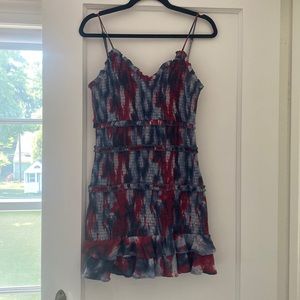 Olivaceous red and blue dress